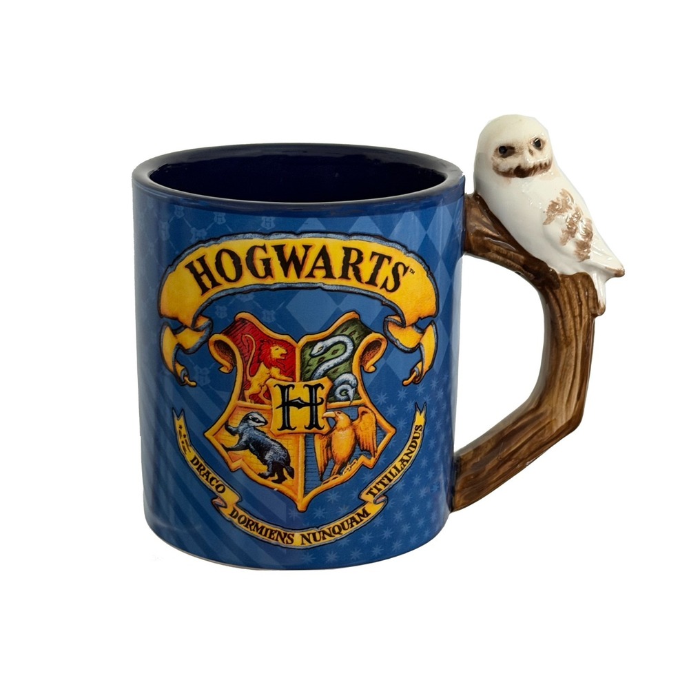 Harry Potter Mug Hogwarts Silver Buffalo Crest Sculpted Handle Ceramic Mug 20 oz